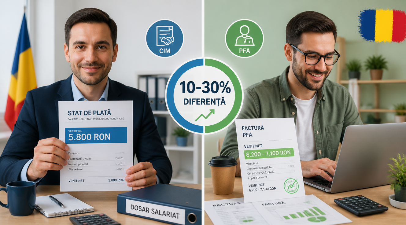 CIM vs PFA: Diferența reală de salariu net în 2024