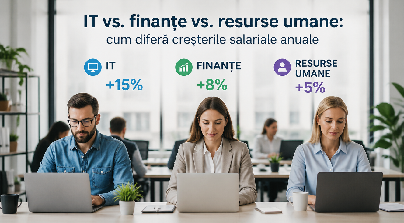 IT vs. finanțe vs. resurse umane: cum diferă creșterile salariale anuale